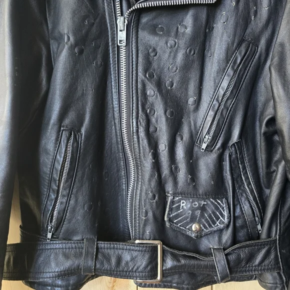 Vintage Golden Boy Leather Jacket 80s-90s Punk Mens - Picture 3 of 16